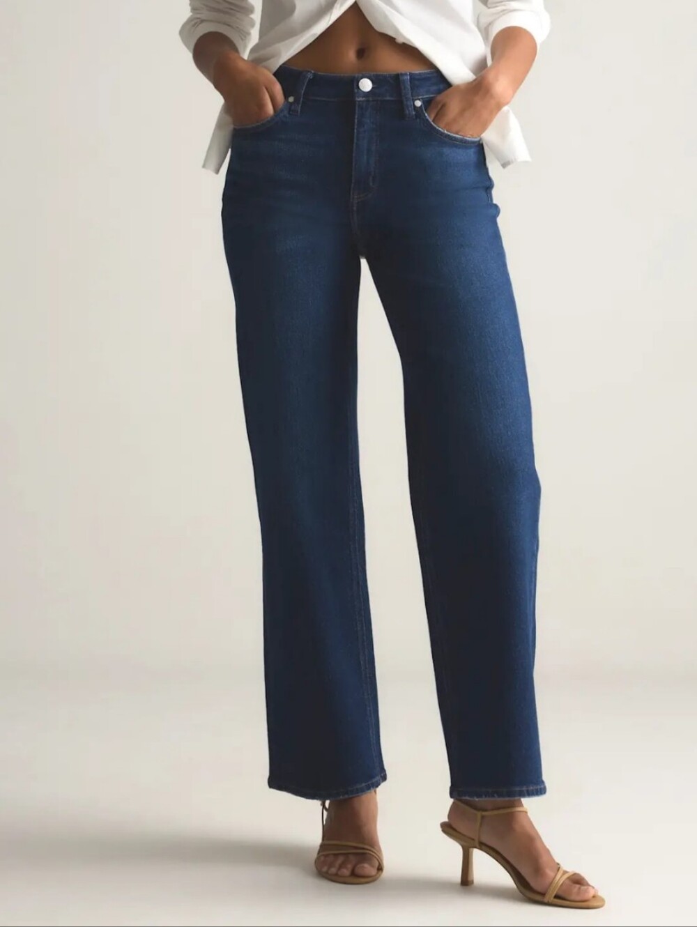 NWT Quince Bella Relaxed Straight Jeans Stormy Blue 26 / 28 Petite Friendly